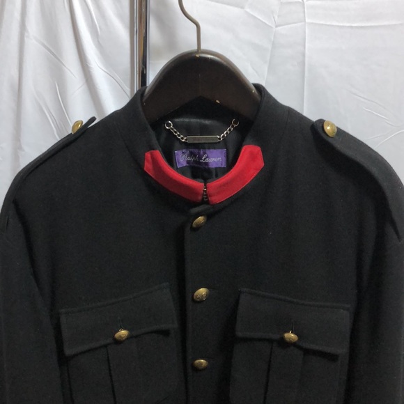 XXL RALPH LAUREN COLLECTION PURPLE LABEL Men Black Gold Button Up Officer Jacket - Picture 3 of 16